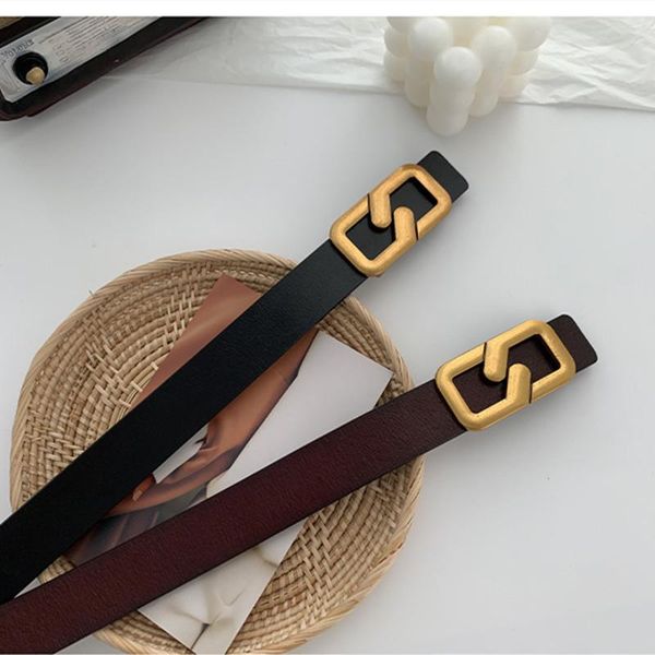 

belts fashion retro women genuine leather golden square buckle elegant straps dress jeans waistband 39003, Black;brown