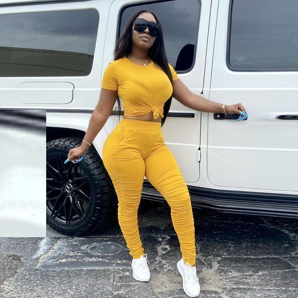 

summer sport fitness 2 womenpant two piece set outfits short sleeve crop leggings pants bodycon tracksuits, White