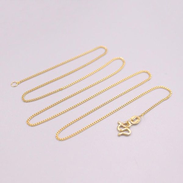 

chains d real 24k yellow gold necklace lucky curb chain link 17.7inch 2.9-3.2g 1mmw for woman man, Silver