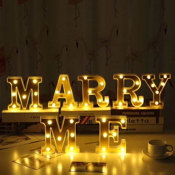 

2024ins gold plated english alphabet led modeling small night proposal decorative lamp2024