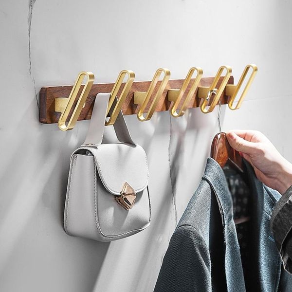 

wooden wall mounted hanger multi metal hooks coat rack durable clothes pegs smooth finished decorative household storage & rails