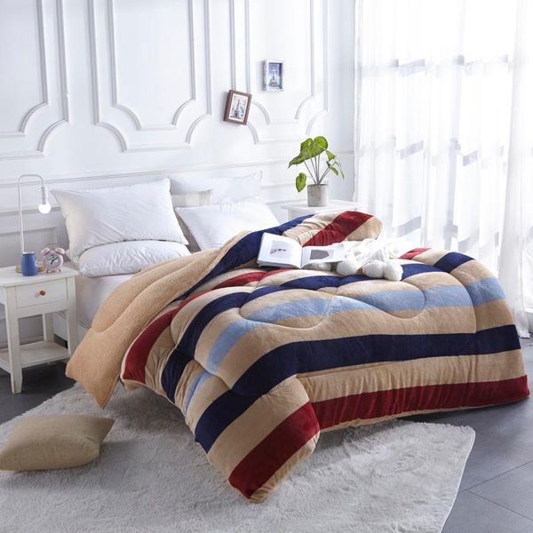 

comforters & sets double-sided thickened winter quilt lamb wool and printed flannel fabric keep warm fashion for a good sleep