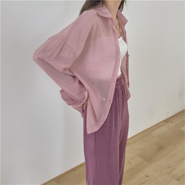 

summer female shirt office lady blouse solid turn-down collar casual women loose full sleeve elegant leisure women's blouses & shirts, White