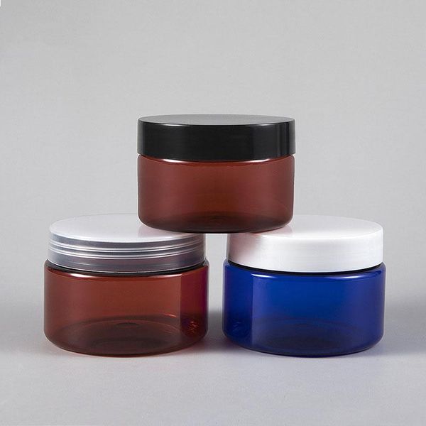 

storage bottles & jars 5pcs 100g 150g amber plastic jar with lids screw tin clear container empty cosmetic cream powder pot white blue makeu