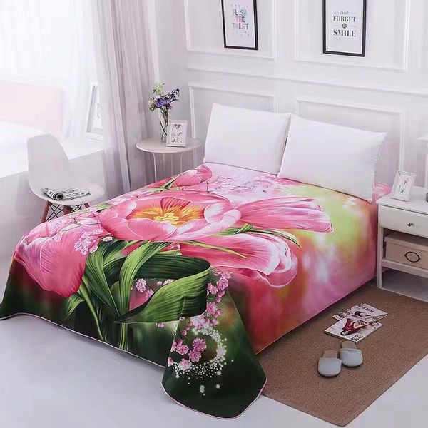 

sheets & sets 1pc floral 3d printing sanding soft flat sheet big large size 245x245cm wedding bed thicken twin bedsheet no case