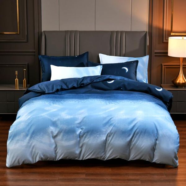 

bedding sets moon sky duvet cover set bed spread mandala feather marble bedlinen soft blue boho scenery 3pcs