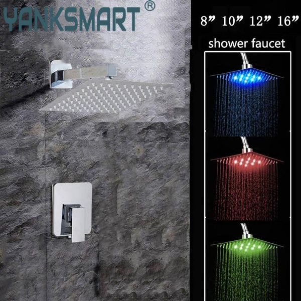 

bathroom shower set wall mounted 8 12 16 inch rain head valve mixer tap rainfall faucet sets