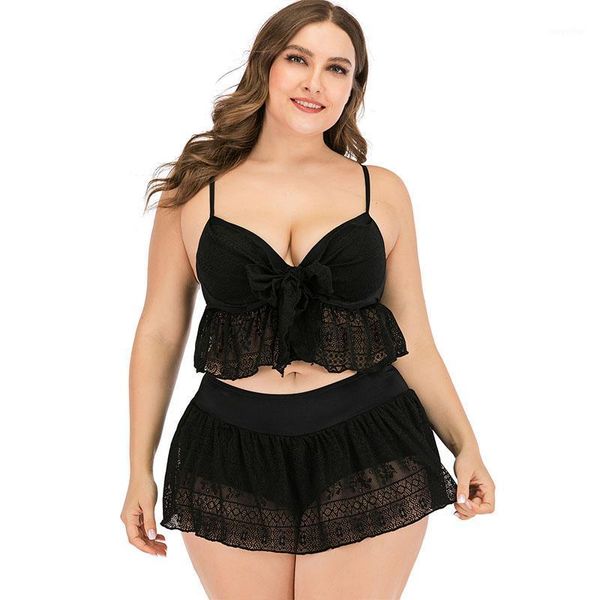 

plus size swimwear women lace hollow out swimsuit tankini swimsuits large bathing suit beachwear swimming 5xl women's, White;black