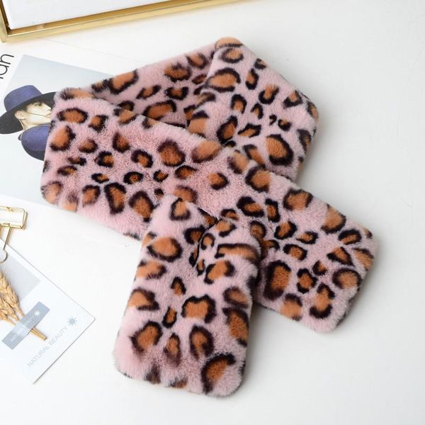 

scarves 2021 leopard imitation plush cross 11*87 cm ladies bib warm autumn and winter student couple wild scarf, Blue;gray