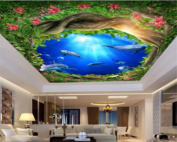 

wallpapers 3d mural wallpaper dolphins in the blue ocean home decor living room bedroom zenith hd