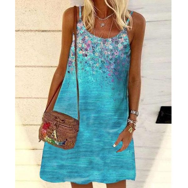 

casual dresses floral print spaghetti strap summer dress women off shoulder sleeveless loose a-line beach sundress vestidos xxl, Black;gray