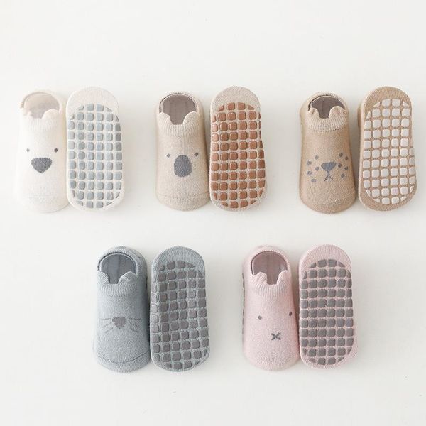 

socks baby indoor floor for 0-5years infant kids non-slip cotton soft cute dog cartoon pattern toddler, Pink;yellow