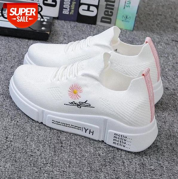 

2020summer mesh flat women casual shoes breathable low fashion sneakers floral round toe ladies white shoes zapatillas #z75a