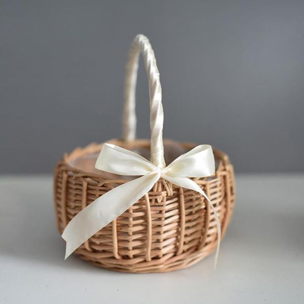 

storage baskets stylish basket round flower smooth safe handle woven wicker