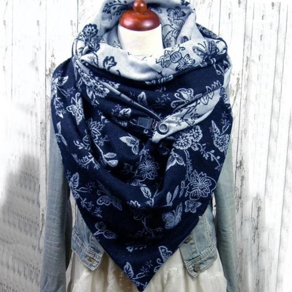 

scarves women scarf soild dot printing button soft wrap casual warm shawls gaiter outdoor print face cover, Blue;gray