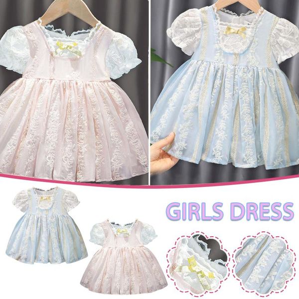 

girl's dresses 1-5 year toddler child baby girl clothes summer short sleeve lovely bow lace cute princess dress prinsessenjurken meisje, Red;yellow