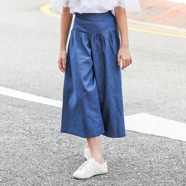 

spring autumn fashion casual solid color korean style high waist wide leg girl jeans streetwear boho, Blue