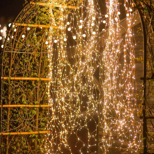 

strings solar powered 200/400leds vines lights copper wire branch string cafe christmas wedding party decor