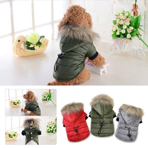 

dog apparel pet jacket costume comfortable befitting cotton fur collar hoodies coat fleece clothes dogs 3 colors winter pets