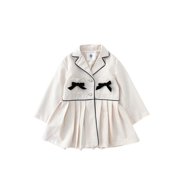 

coat girls' 2021 autumn children's korean temperament simple small formal fashion medium length windbreaker, Blue;gray