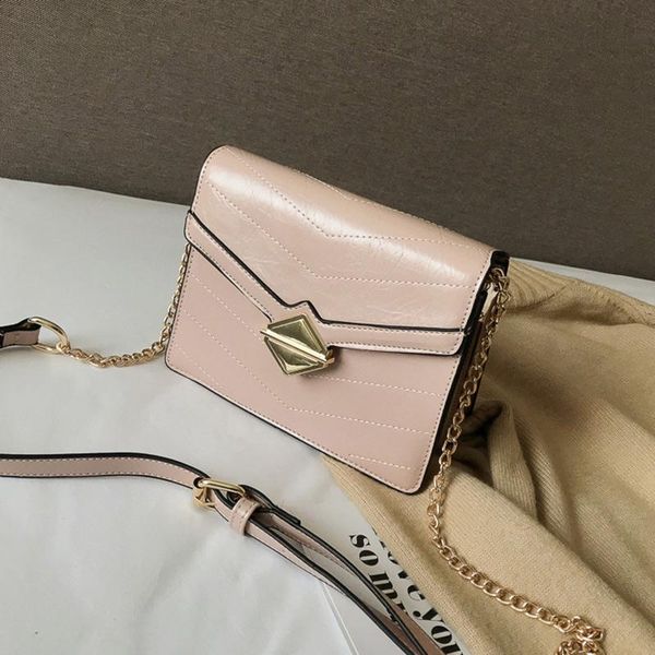 

shoulder bags pu single bag plug lock handbag with golden chain strap for women girls zpt5