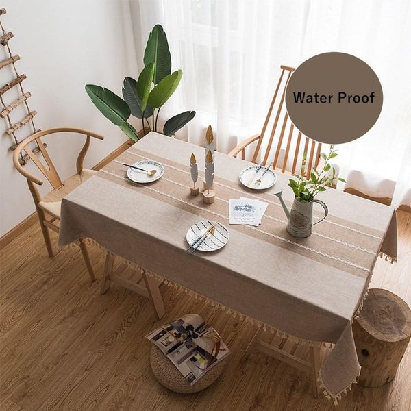 

table cloth waterproof tablecloth faux cotton linen cover jacquard tea for oilproof dining