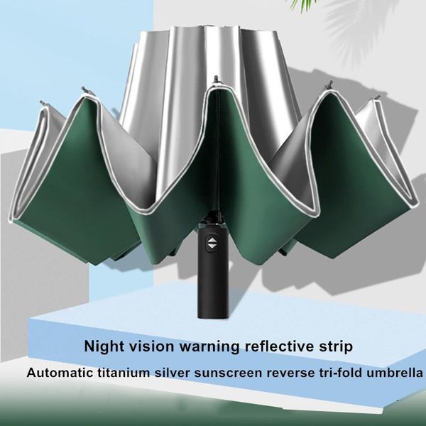 

umbrellas dmbrella titanium silver coating automatic umbrella men women uv protection 10ribs windproof folding compact travel