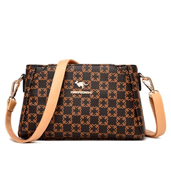 

european and american leather new one-shoulder printed mommy summer 2021 handbag retro fashion casual soft texture bag equdd