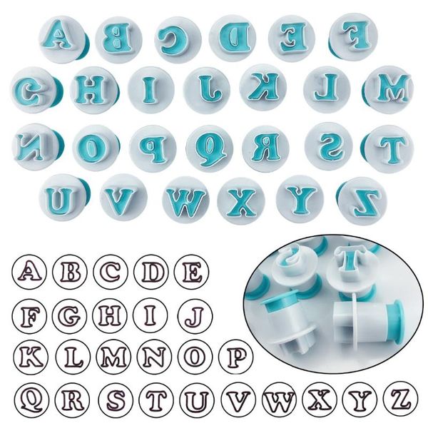 

cake tools 26pcs push easy mini upper&lowercase alphabet cookie cutter pops baking mold fondant decoraiton