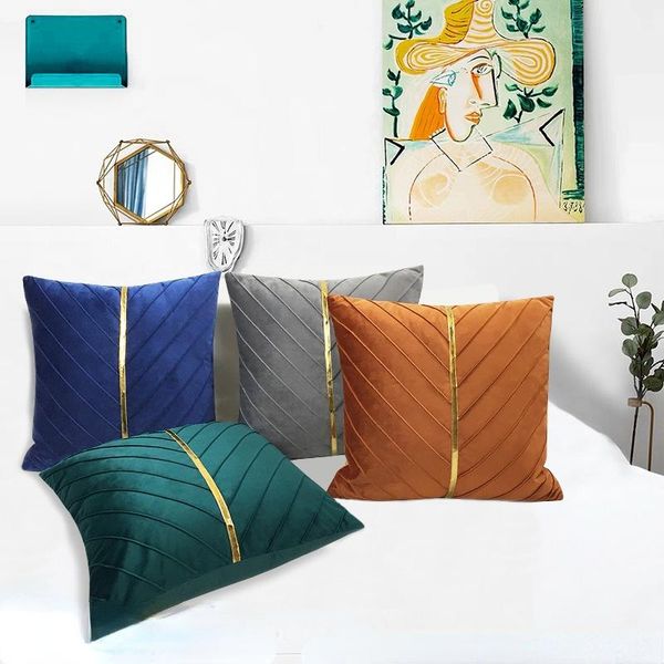 

pillow case 45x45cm velvet cover home decor suede check luxury cushion decorative custom wholesale