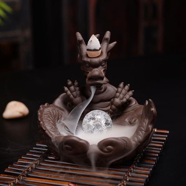 

sachet bags dragon smoke waterfall incense burner animal backflow ceramic cones stick holder home office decor craft