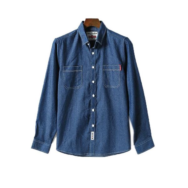 

men's casual shirts denim long sleeve pocket shirt classic business office design work clothes menswear, White;black