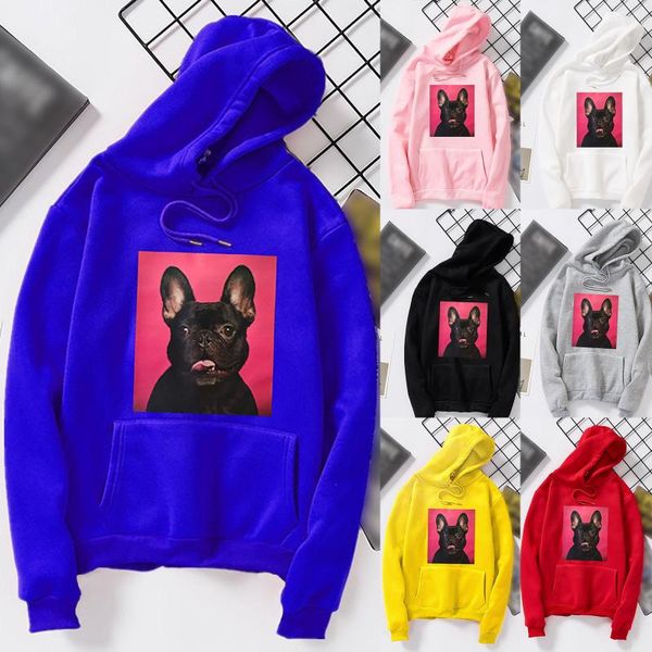 

women cartoon dog printed hoodies sweatshirts winter autumn long sleeve animal print o-neck casual pullover for female 2021 women's &, Black