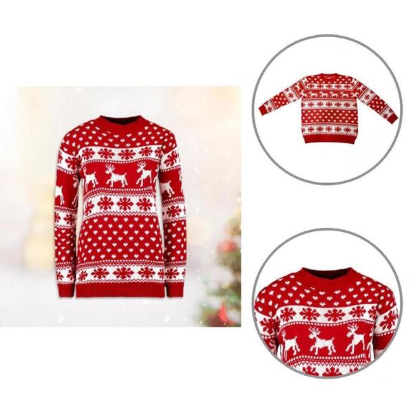 

women's sweaters warm stylish christmas theme knitted blouse all match long sleeve for daily wear, White;black