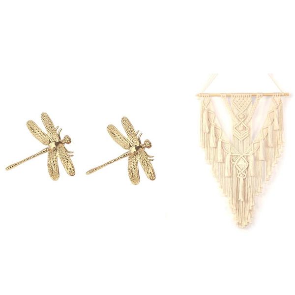 

handles & pulls 2 pcs dragonfly brass furniture elegant door knobs and 1 wall hanging macrame tapestry