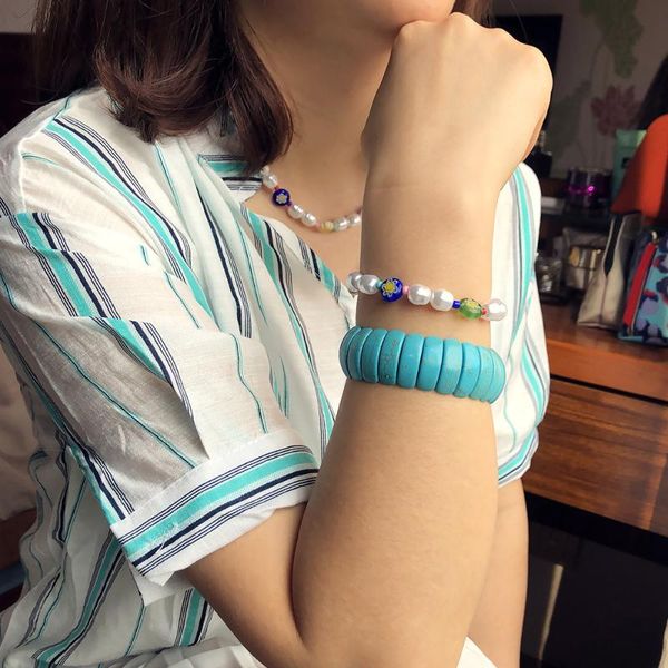 

beaded, strands 2021 turquoise beads bohemian bracelets for women fashion heart round beaded chain boho bracelet jewelry joalheria turquesa, Black