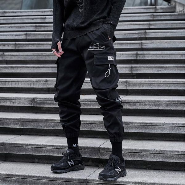 

men's pants 2021men trousers casual three-dimensional big pocket outdoor tracksuit pant autumn fashion loose all-match printing, Black