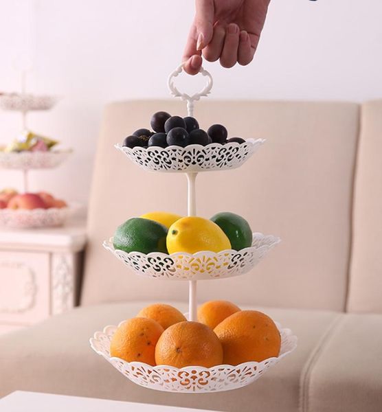

dishes & plates 3-tier fruit basket holder portable counterserving tray display platter for desserts candies