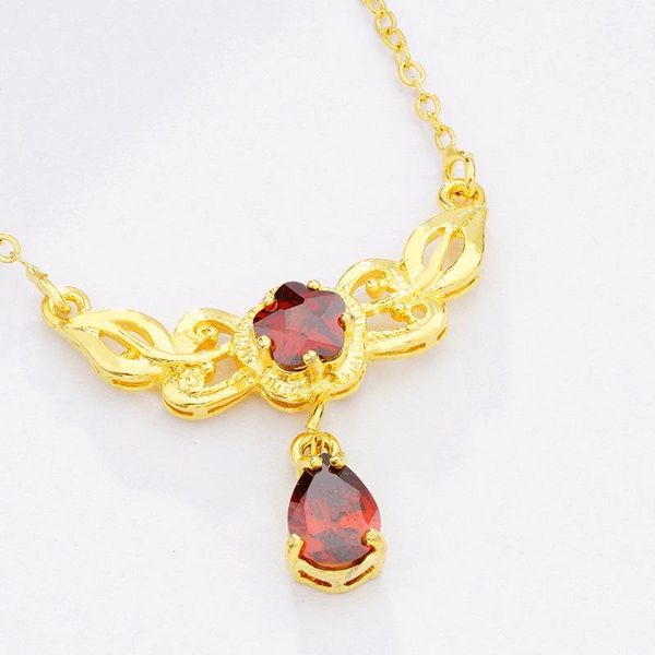 Anhänger Halsketten Halskette für Frauen Vietnam Sand Gold Doppel Zirkon Damen Hochzeit Kristall Kette Modeschmuck