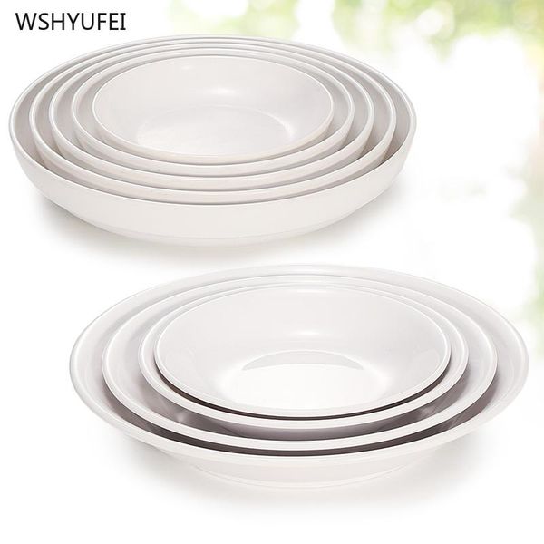 

dishes & plates creative white melamine bone plate not easy to break round large fruit fast dessert el restaurant kitchen home supply