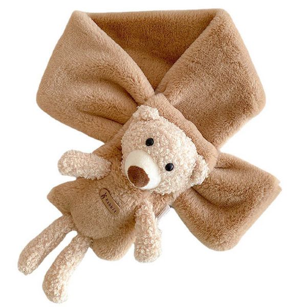 

kids scarves children scarf baby ring boys girls accessories autumn winter keep warm knitted wool soft cute cartoon plush b8969, Red;brown