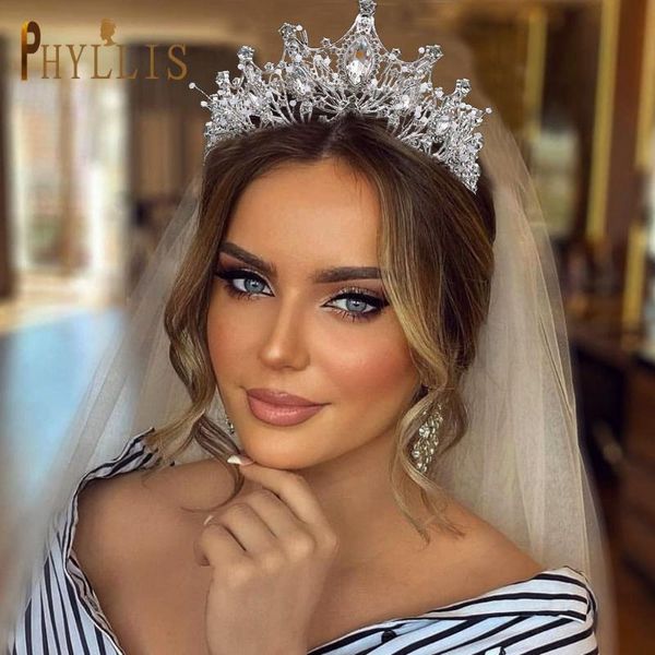 

hair clips & barrettes a58 trendy crystal beads bridal crowns baroque rhinestone pageant diadem for women tiaras headband wedding accessorie, Golden;silver