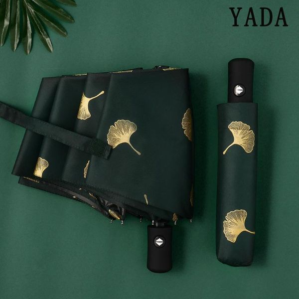 

umbrellas yada fashion ginkgo biloba automatic windproof folding rainy leaves for women parasol uv leaf paraguas yd213
