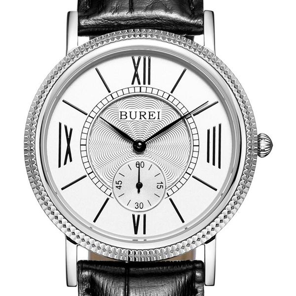 

wristwatches burei mens watches ronda 1069 quartz men watch drop mesh strap casual sapphire male relogio masculino, Slivery;brown