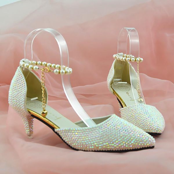 

dress shoes white ab diamond, high heel crystal shoes, pointed water drill, handmade women's wedding sandals, buckles,, Black