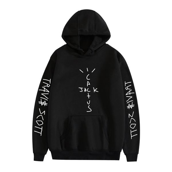 

singer travis scott printed casual hooded sweater couple, Black
