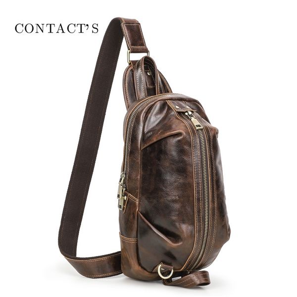 

black angel crazy horse cowhide fashionable chest men's slant cross bag