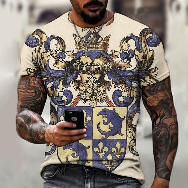 

men's t-shirts funny bizarre pattern summer 3d printing round neck t-shirt personality fashion trend rock hip-hop shirt, White;black