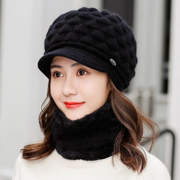 

hats, scarves & gloves sets fur winter hat scarf set knitting hats for women neck warmers, Blue;gray