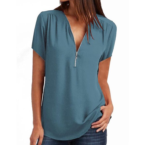 

women's t-shirt v-neck ladies shirt summer autumn clothing plus size 5xl loose chiffon top, White